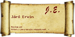 Járó Ervin névjegykártya